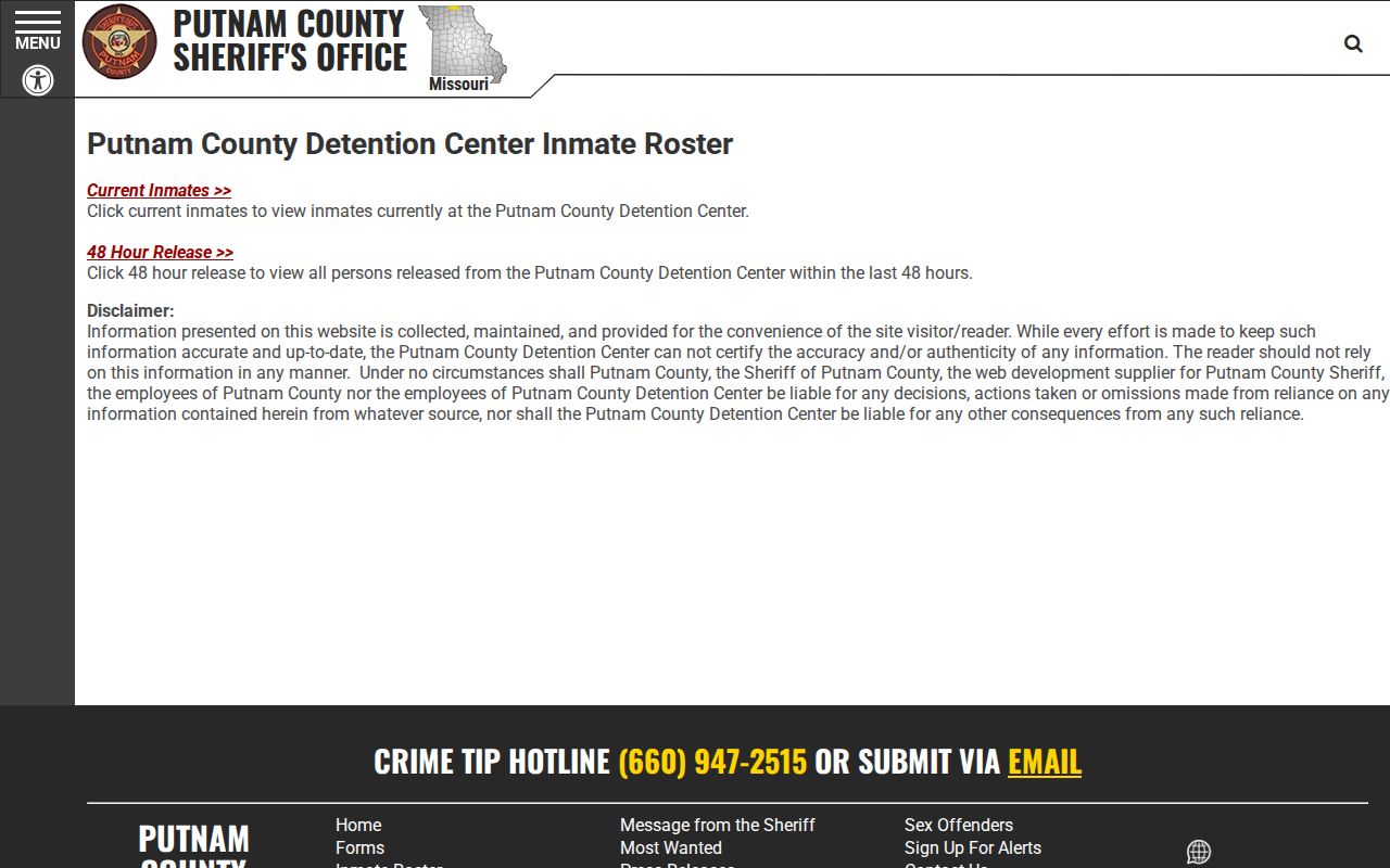 Putnam County released inmate current and 48-hour roster choices