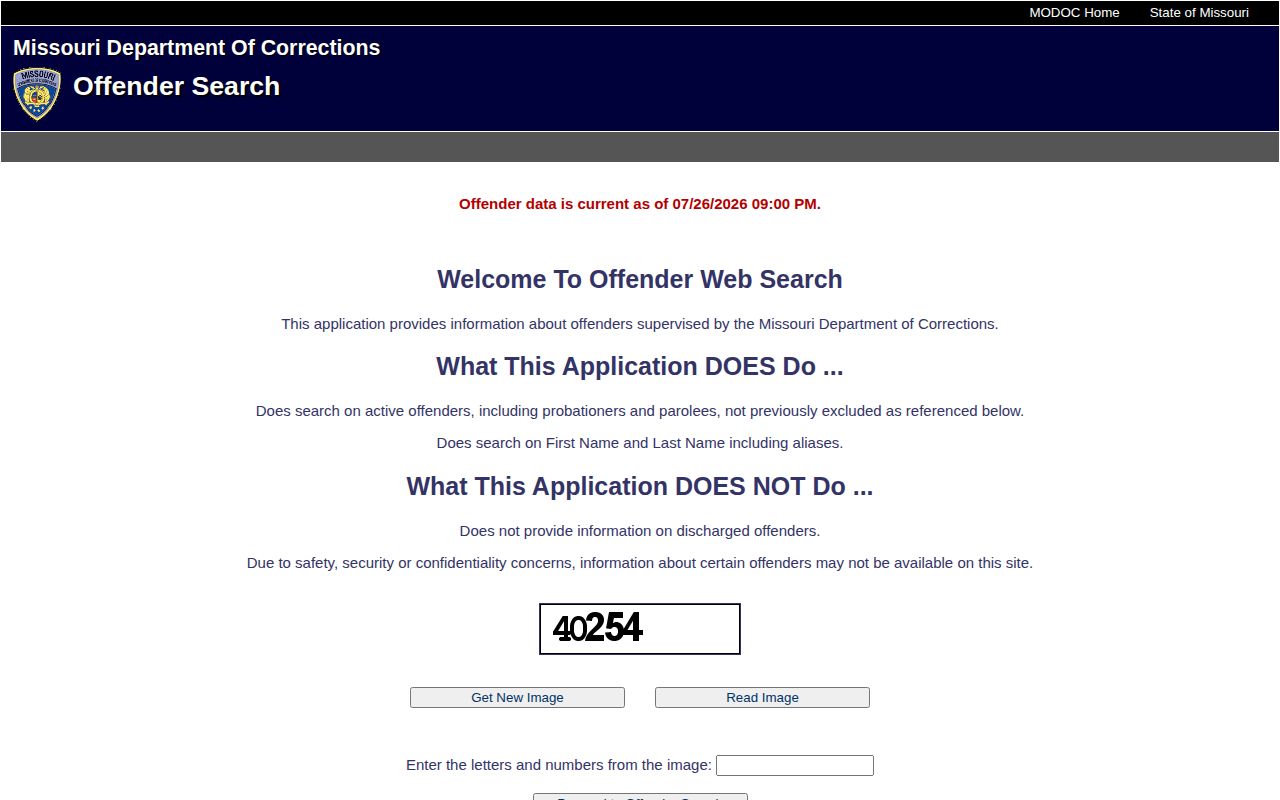 Missouri offender search limitation for Putnam County released inmates