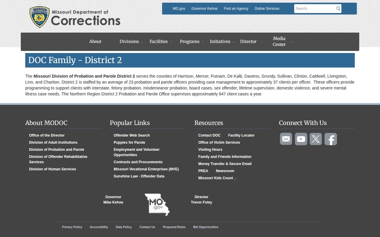 Putnam County post-release supervision District 2 office page
